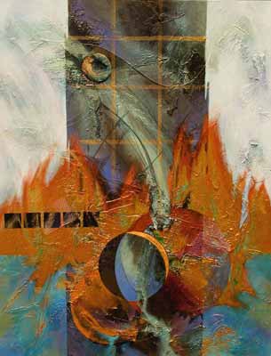 Grids Of Creation, acrylic on canvas by Lynn Berryhill